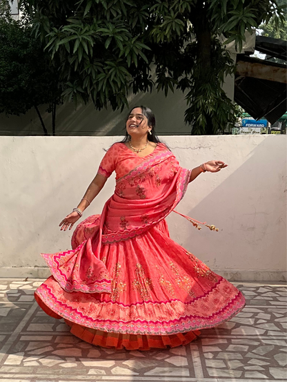 Peach Guldastan Lehenga Set