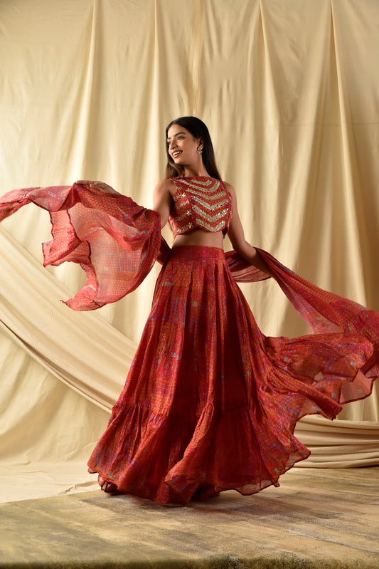 Red Bridesmaid Lehenga