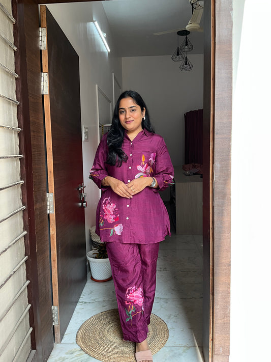 Wine Floral Co-ord Set