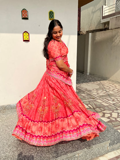 Peach Guldastan Lehenga Set