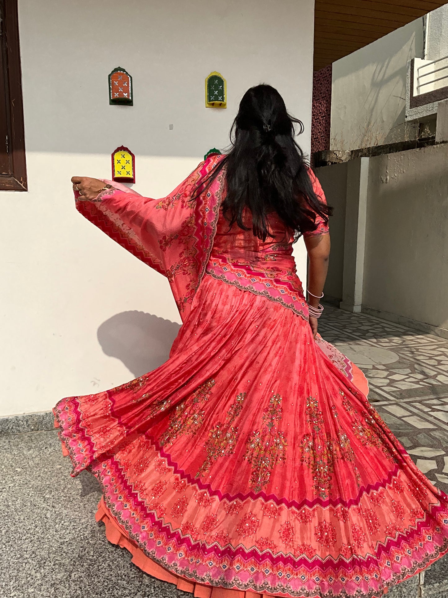 Peach Guldastan Lehenga Set