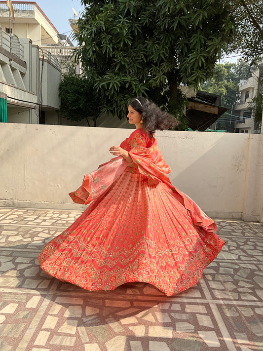 Peach Lehenga Set