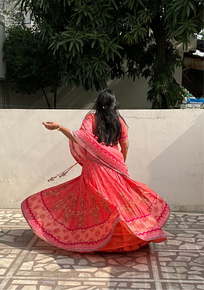Peach Guldastan Lehenga Set