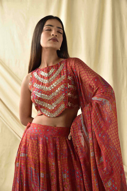 Red Bridesmaid Lehenga