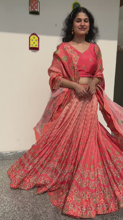 Peach Lehenga Set